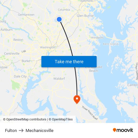 Fulton to Mechanicsville map