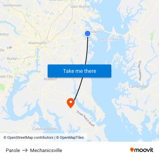 Parole to Mechanicsville map