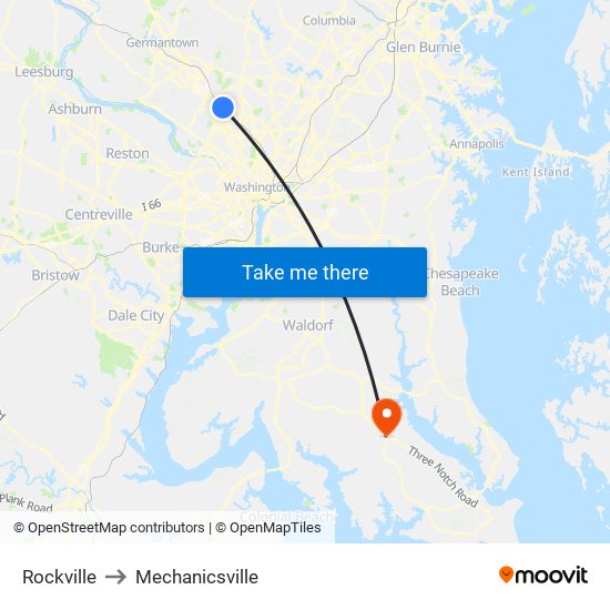 Rockville to Mechanicsville map