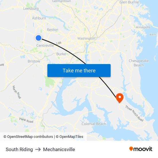 South Riding to Mechanicsville map