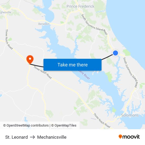 St. Leonard to Mechanicsville map