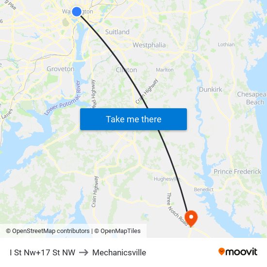 I St Nw+17 St NW to Mechanicsville map