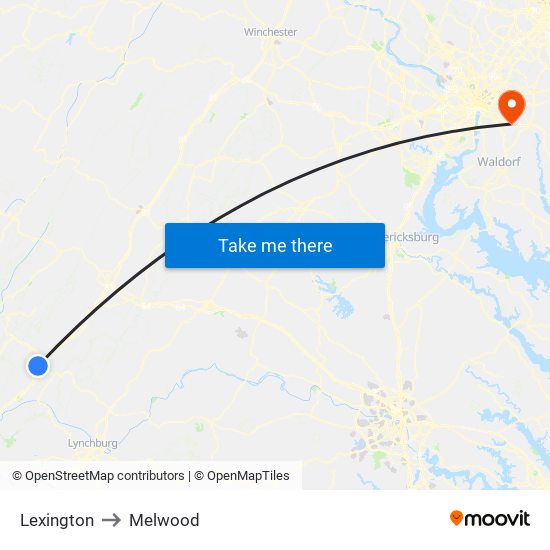 Lexington to Melwood map