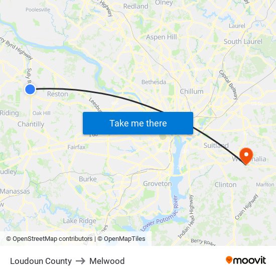 Loudoun County to Melwood map