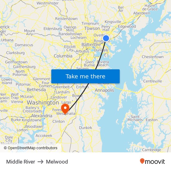 Middle River to Melwood map