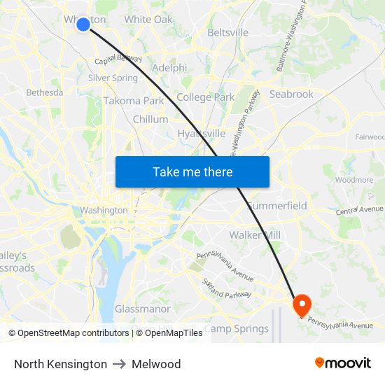 North Kensington to Melwood map