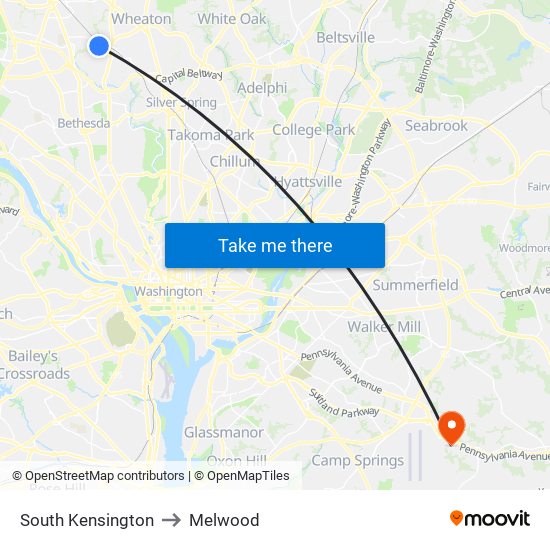 South Kensington to Melwood map