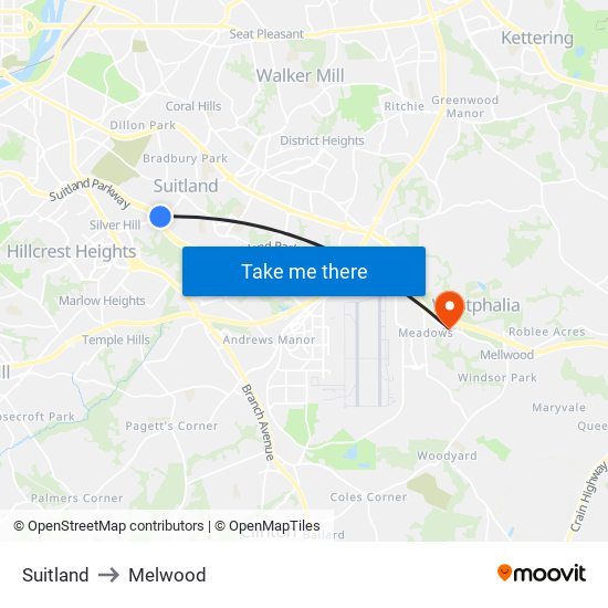 Suitland to Melwood map