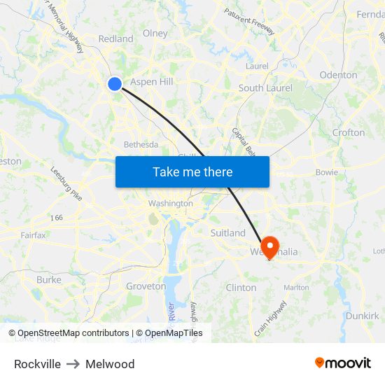 Rockville to Melwood map