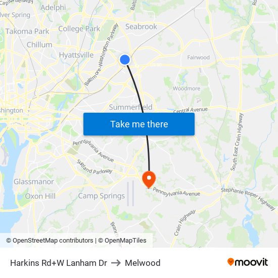 Harkins Rd+W Lanham Dr to Melwood map