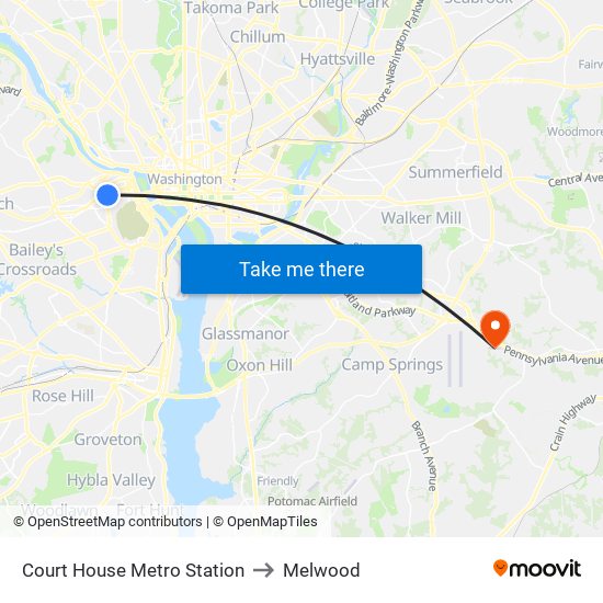 Court House Metro Station to Melwood map