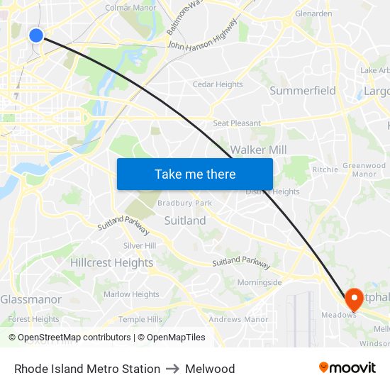 Rhode Island Metro Station to Melwood map