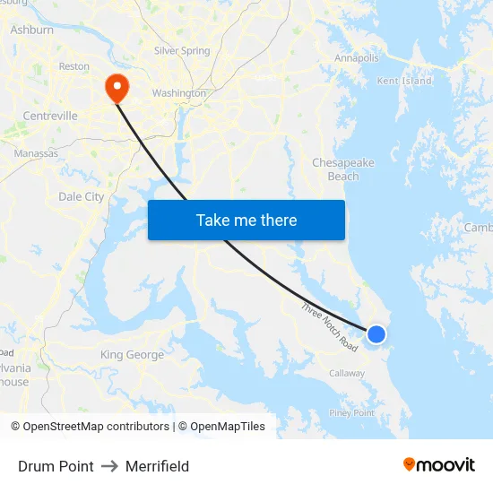 Drum Point to Merrifield map