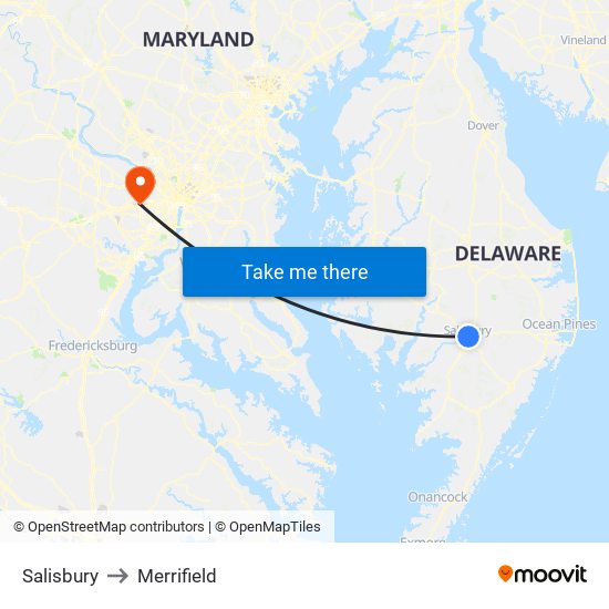 Salisbury to Merrifield map