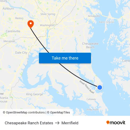 Chesapeake Ranch Estates to Merrifield map