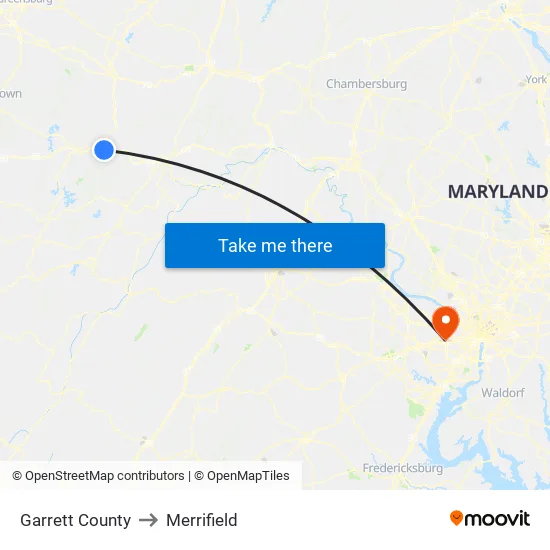 Garrett County to Merrifield map