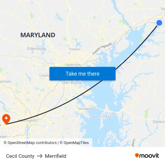 Cecil County to Merrifield map
