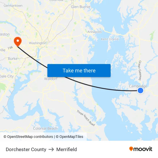 Dorchester County to Merrifield map