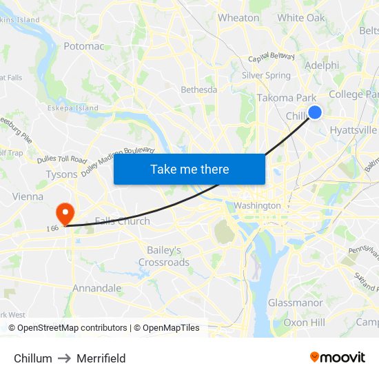 Chillum to Merrifield map