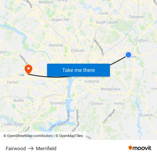 Fairwood to Merrifield map