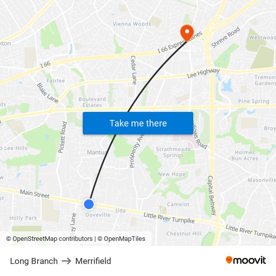 Long Branch to Merrifield map