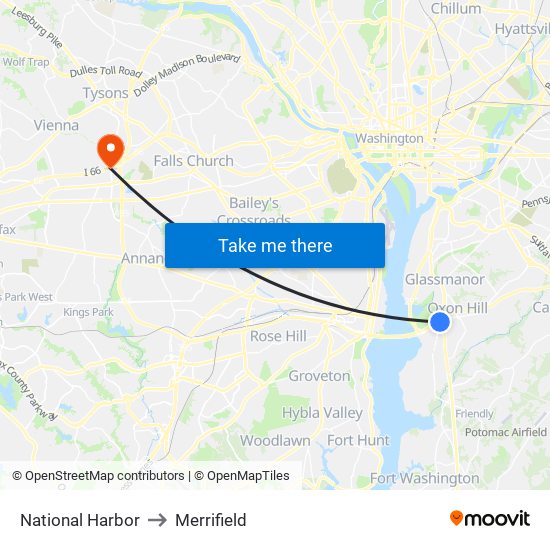 National Harbor to Merrifield map