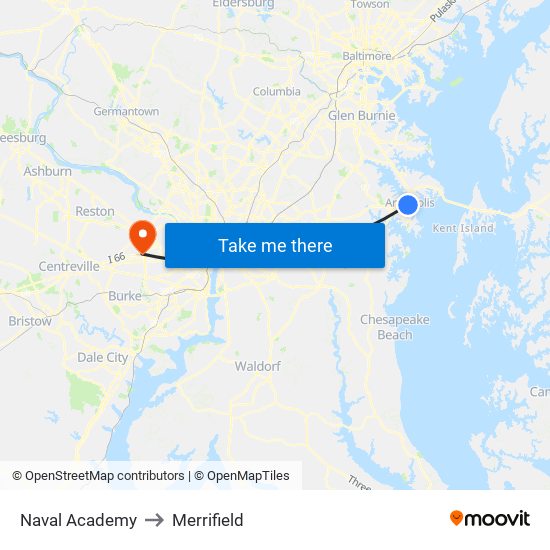 Naval Academy to Merrifield map