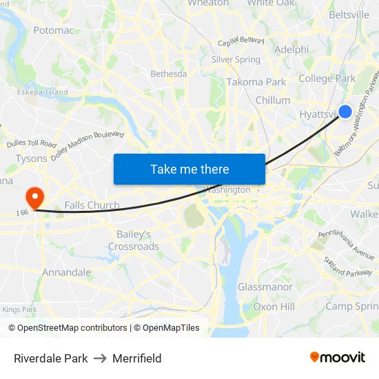 Riverdale Park to Merrifield map