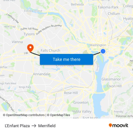 L'Enfant Plaza to Merrifield map