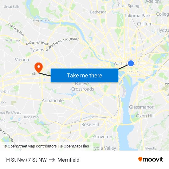 H St Nw+7 St NW to Merrifield map