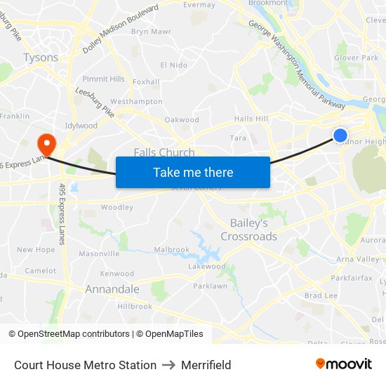 Court House Metro Station to Merrifield map