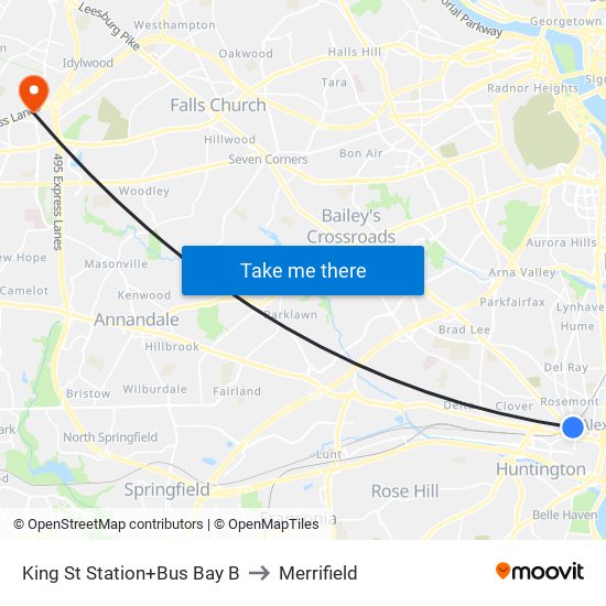 King Street-Old Town+Bay B to Merrifield map