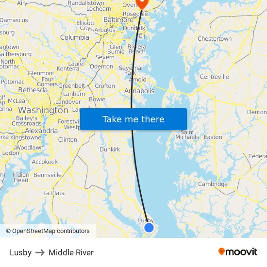 Lusby to Middle River map