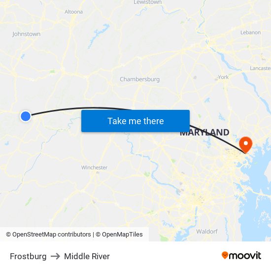 Frostburg to Middle River map