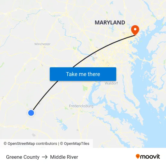 Greene County to Middle River map