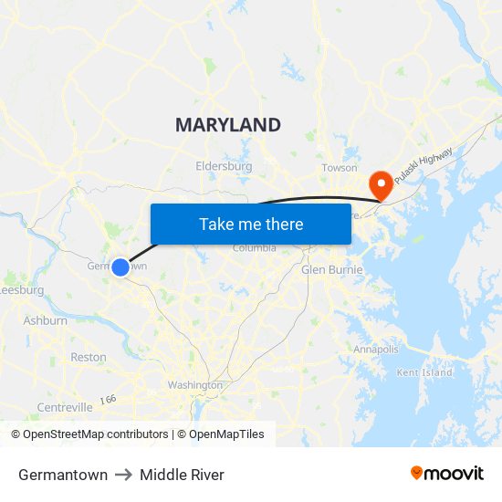 Germantown to Middle River map