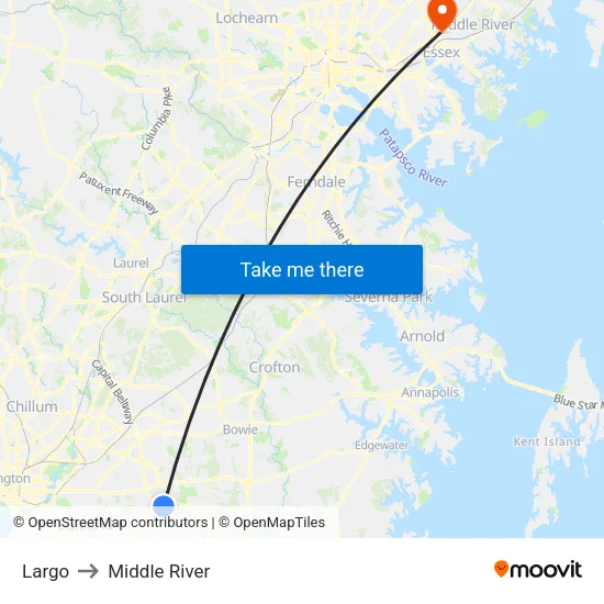 Largo to Middle River map