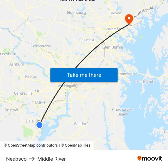 Neabsco to Middle River map