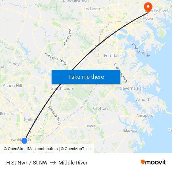 H St Nw+7 St NW to Middle River map