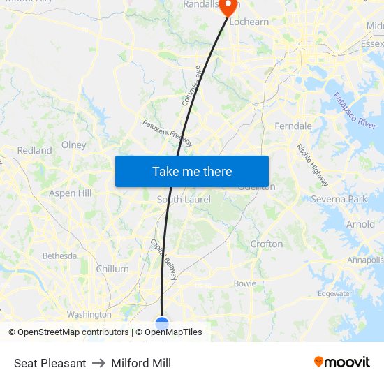 Seat Pleasant to Milford Mill map