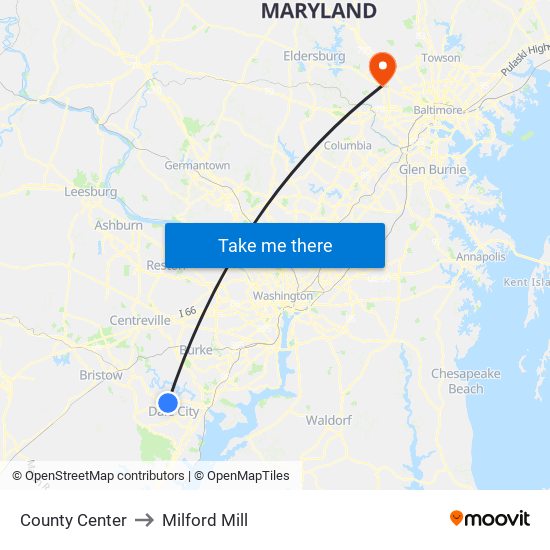 County Center to Milford Mill map
