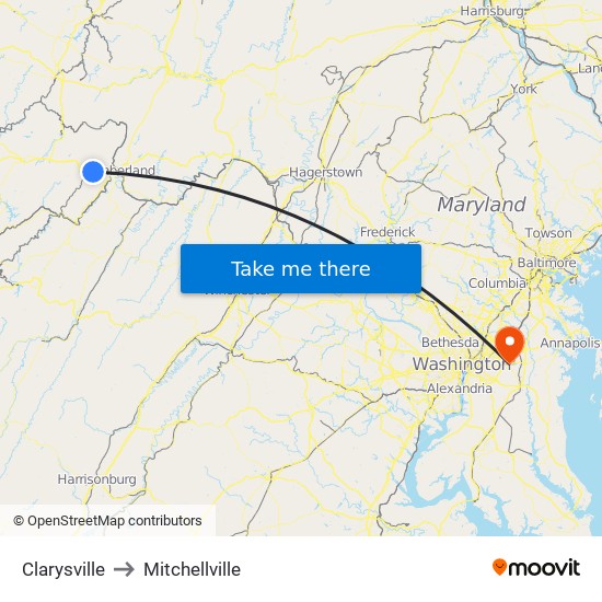 Clarysville to Mitchellville map