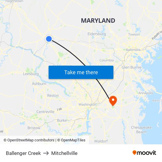 Ballenger Creek to Mitchellville map