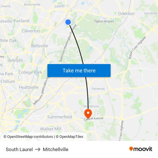 South Laurel to Mitchellville map