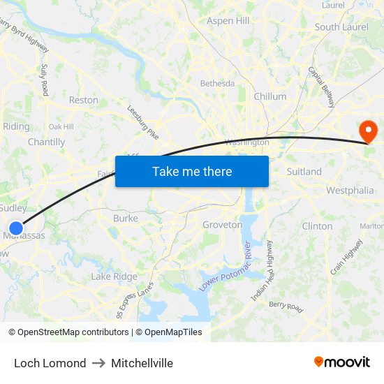 Loch Lomond to Mitchellville map