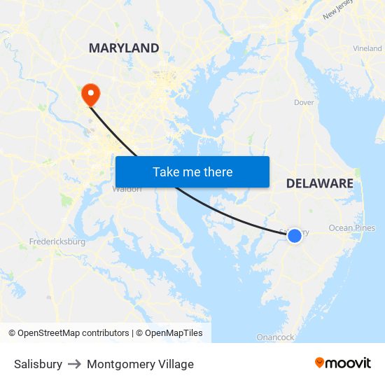 Salisbury to Montgomery Village map