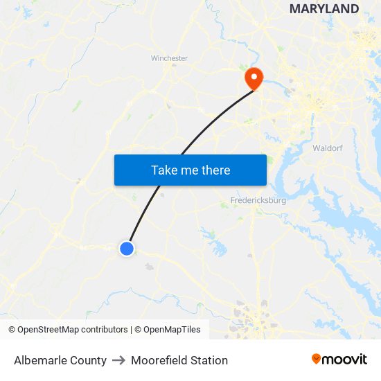 Albemarle County to Moorefield Station map