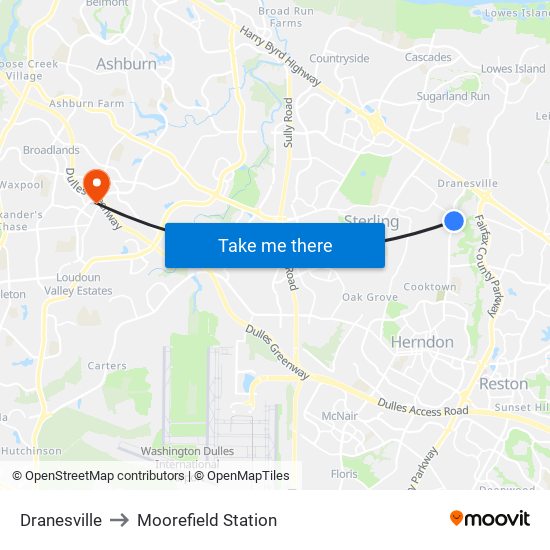 Dranesville to Moorefield Station map