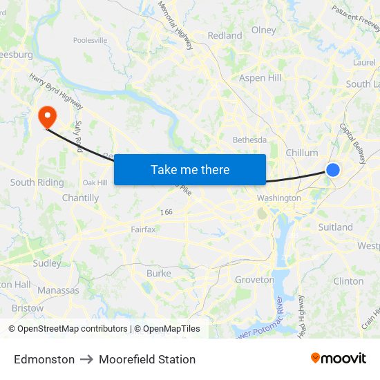 Edmonston to Moorefield Station map