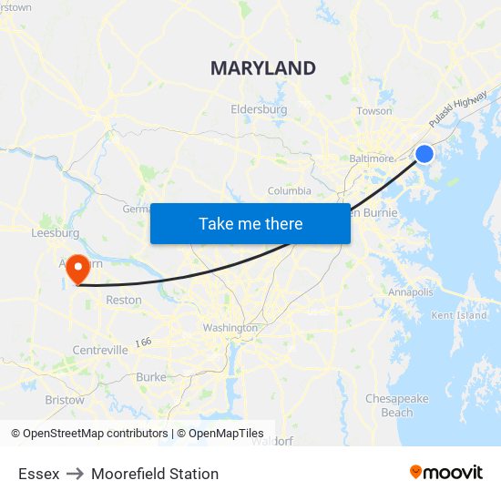 Essex to Moorefield Station map